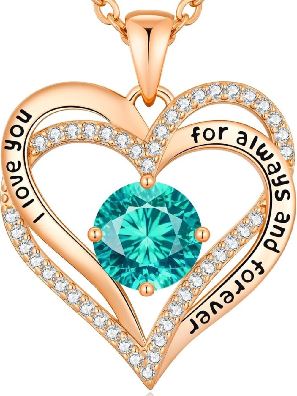 18K Rose Gold Heart Pendant Necklace - Birthstone Jewelry Gift for Her